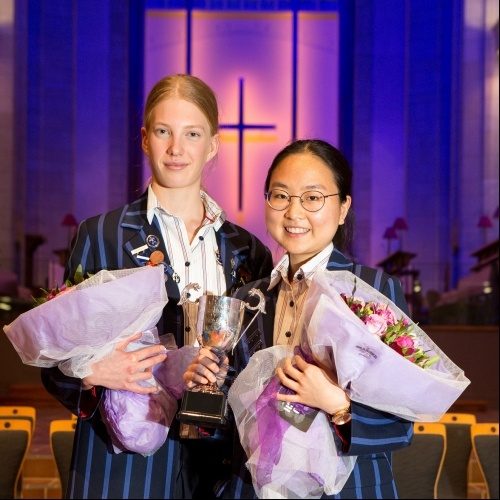 Joy Kang and Conor Tarrant awarded joint Dio Dux for 2018.